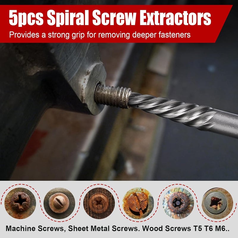 DUDDOO 15Pcs Screw Extractor Set, Easy Out Extractor Set, Left Hand Drill Bit Hex Head Extractor, Cobalt HSS Steel Kit for Stripped Screws and Broken Bolts - Image 4